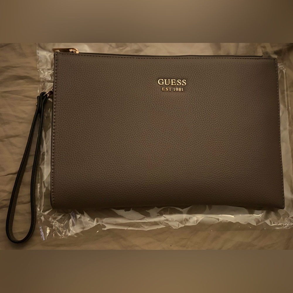Guess Dark Brown-Large-Wristlet/Multi Use Bag